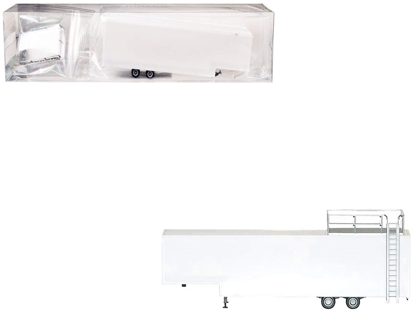 Race Horse Transport Trailer White 1/87 (HO) Plastic Model