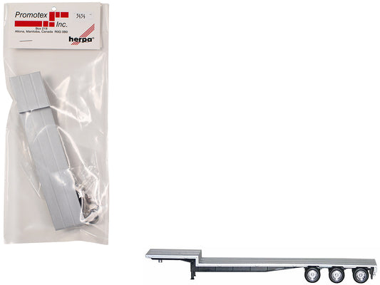48ft 3-Axle Drop Deck Trailer with Chrome Wheels and Silver Top 1/87 (HO) Plastic Model