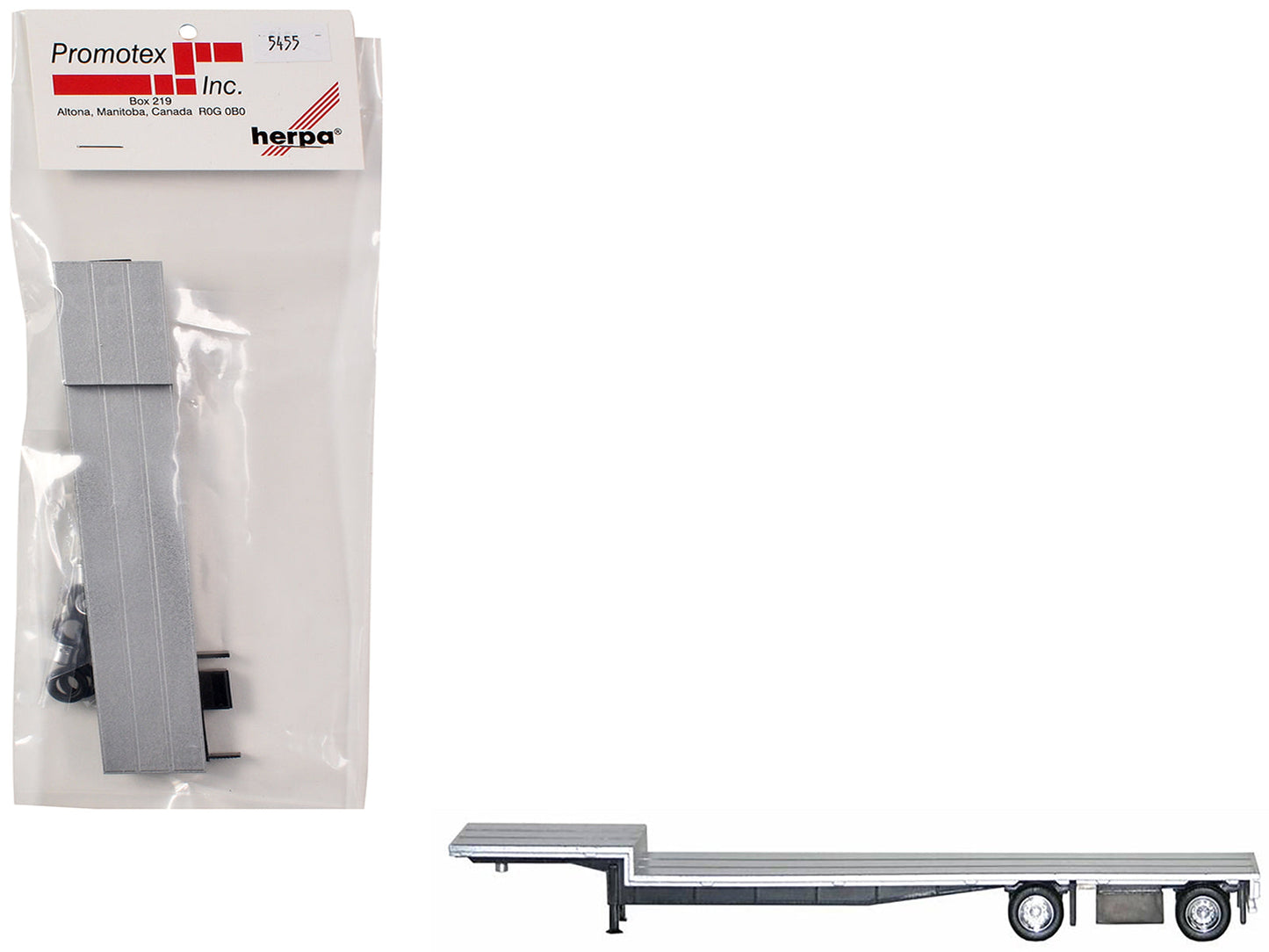 48ft Spread-Axle Drop Deck Trailer with Chrome Wheels and Silver Top 1/87 (HO) Plastic Model