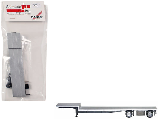 48ft Spread-Axle Drop Deck Trailer with Chrome Wheels and Silver Top 1/87 (HO) Plastic Model