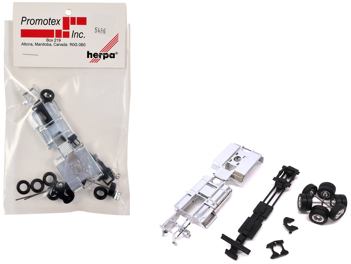 Chrome Chassis Kit for Kenworth or Peterbilt Cab 1/87 (HO) Plastic Model