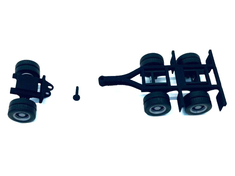 Lowboy Dual Axle Booster with Integrated Rear Axle and Fenders (2 Sets) 1/87 (HO) Plastic Model