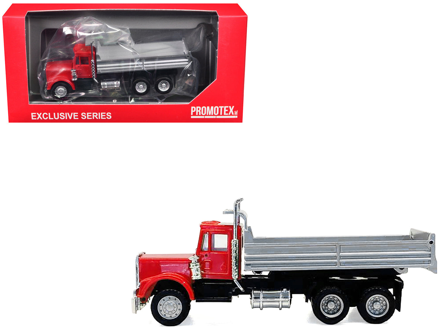 Peterbilt Dump Truck with Red Cab 1/87 (HO) Plastic Model