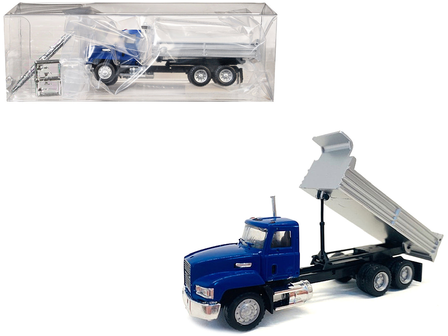 Mack Dump Truck Blue 1/87 (HO) Plastic Model Car