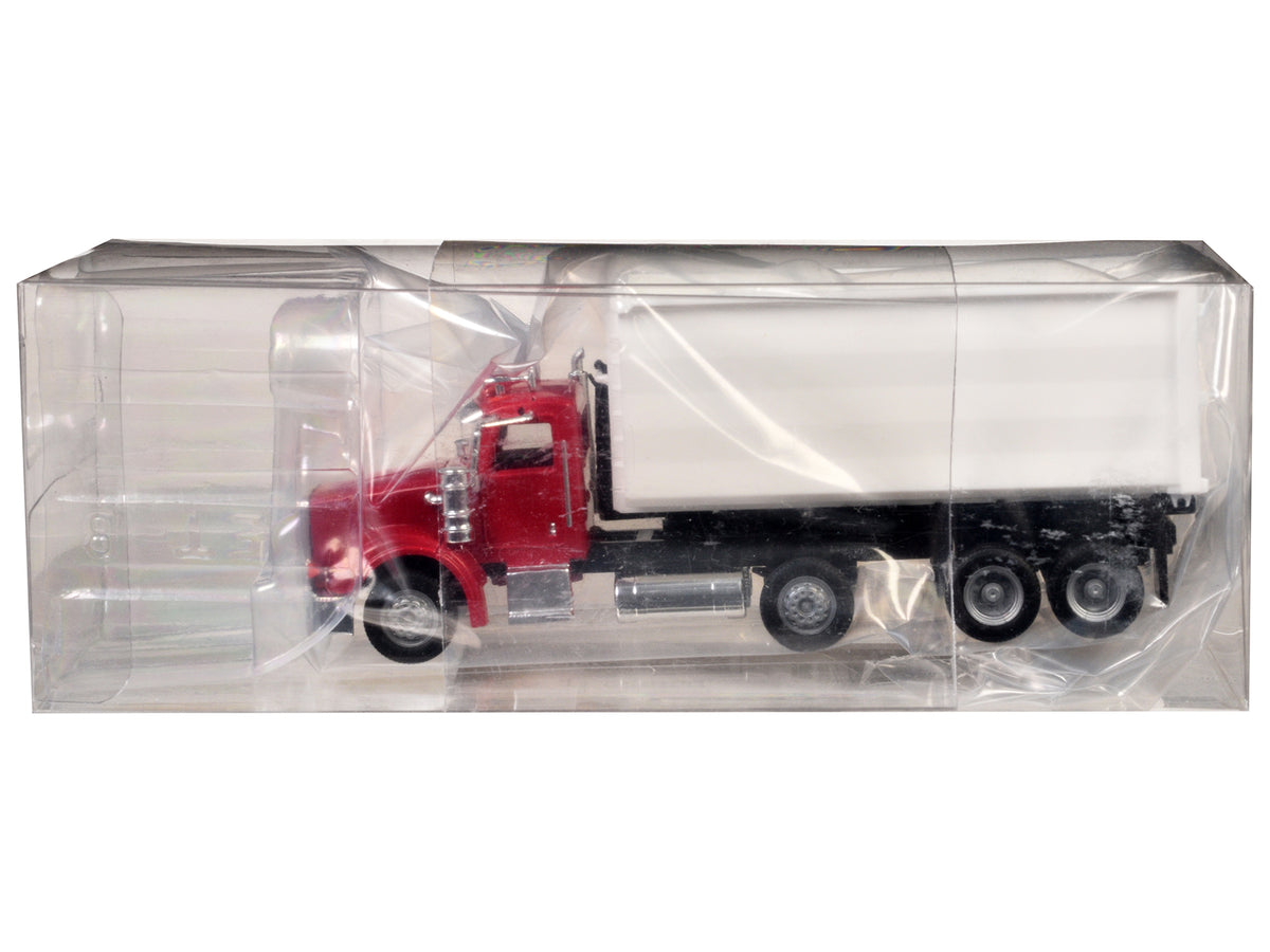Peterbilt 367 Roll-Off Dump Truck Red with White Box 1/87 (HO) Plastic Model Car