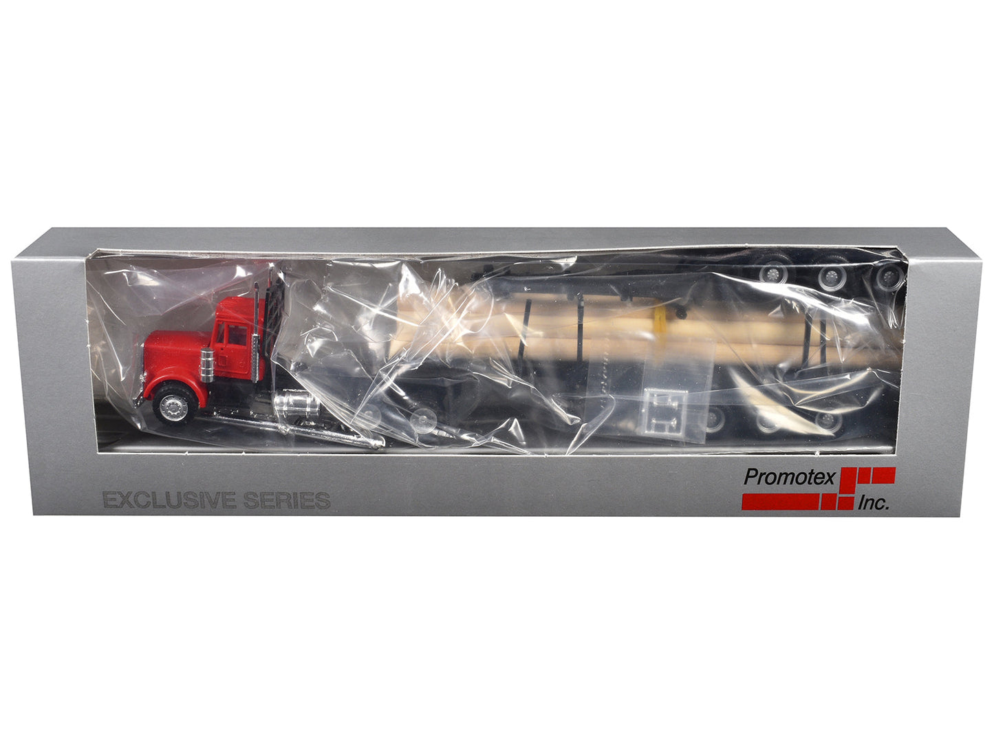 Peterbilt Super B Log Truck and Trailer Red with Log Accessories 1/87 (HO) Plastic Model Car