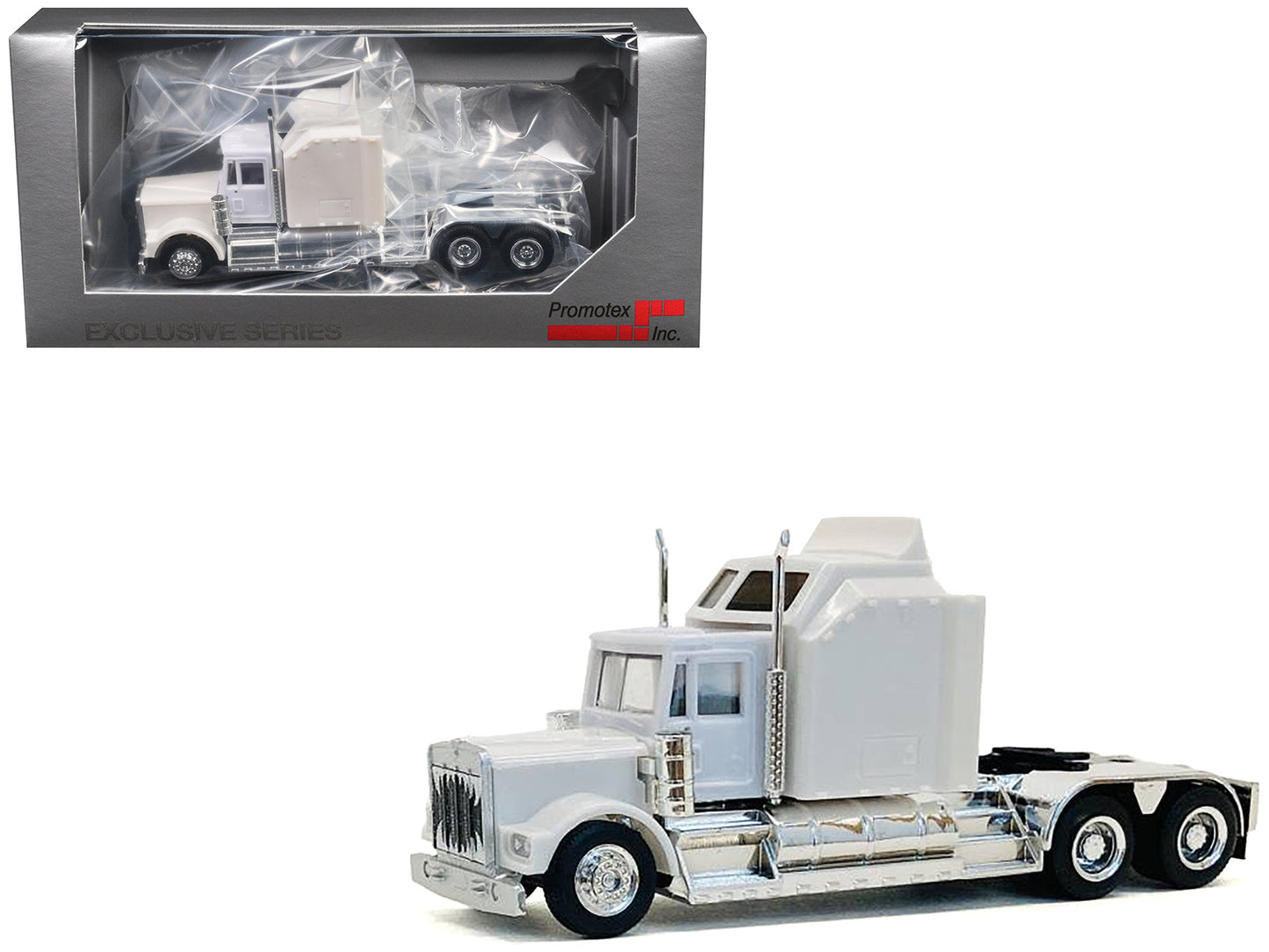 Kenworth W900 with Extra Large Sleeper White 1/87 (HO) Plastic Model Car