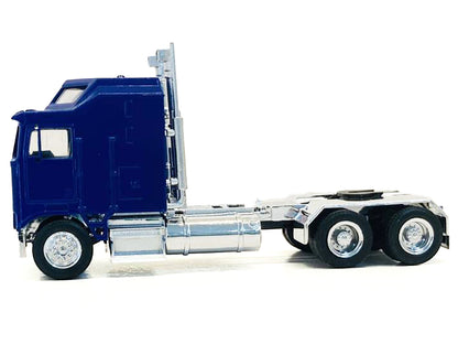 Kenworth K100 with 1-Bar Grill and X-Long Chrome Chassis Blue 1/87 (HO) Plastic Model Car