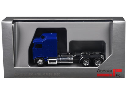 Kenworth K100 with 1-Bar Grill and X-Long Chrome Chassis Blue 1/87 (HO) Plastic Model Car