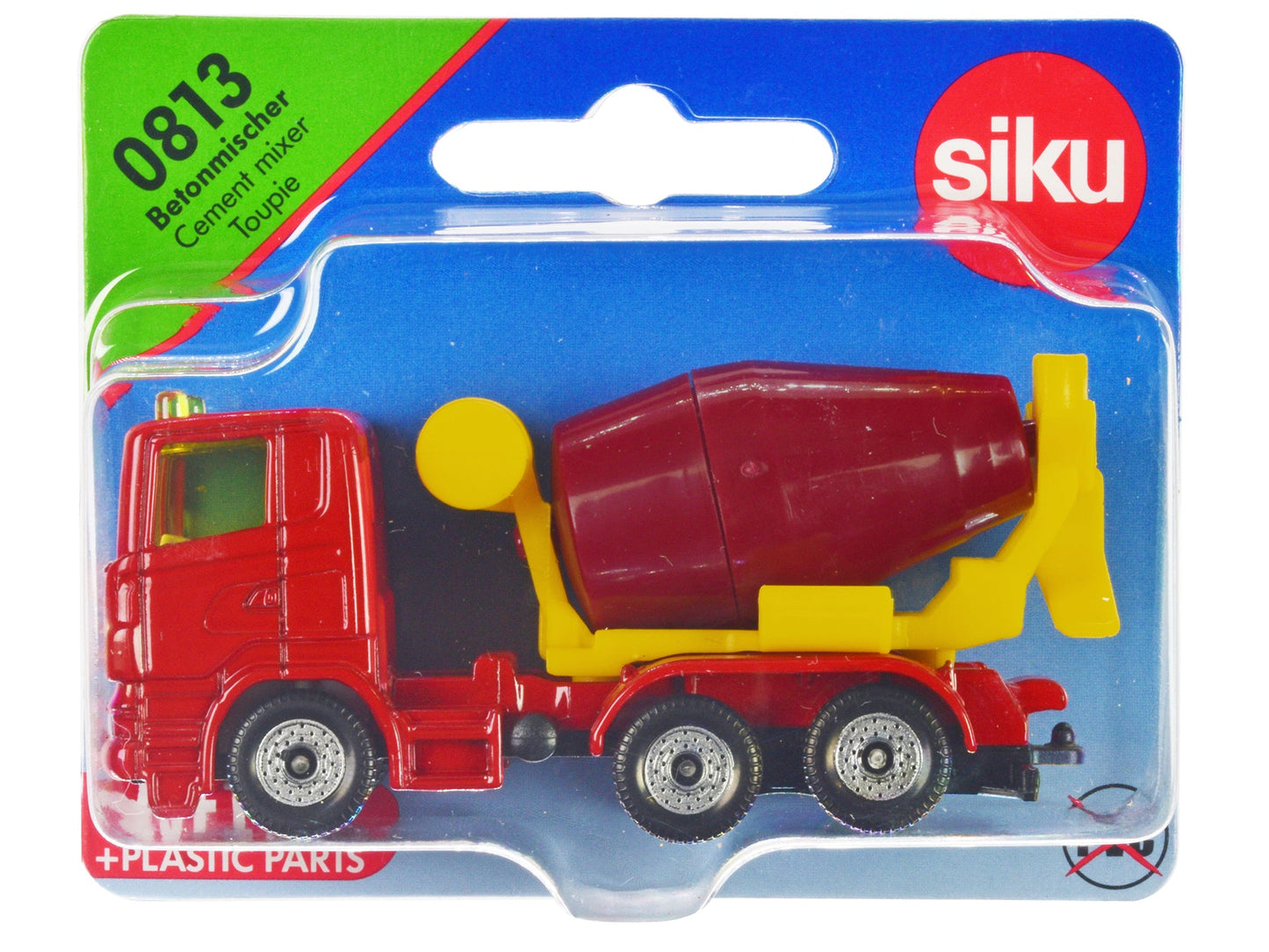 Cement Mixer Red and Yellow Diecast Model