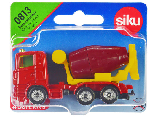 Cement Mixer Red and Yellow Diecast Model