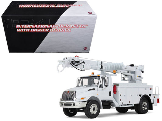 International DuraStar Truck with Digger Derrick Body "Altec" White 1/34 Diecast Model