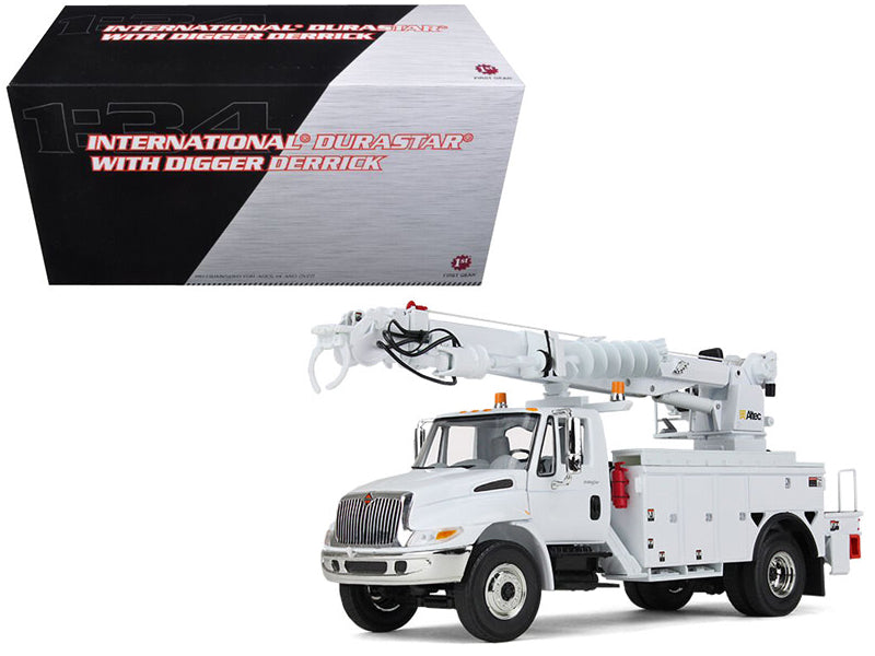 International DuraStar Truck with Digger Derrick Body "Altec" White 1/34 Diecast Model