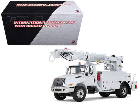 International DuraStar Truck with Digger Derrick Body "Altec" White 1/34 Diecast Model