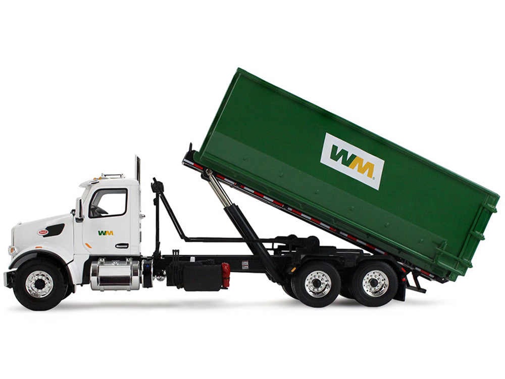 Peterbilt 567 Refuse Garbage Truck with 40 Yard Roll-Off Container "Waste Management" White and Green 1/34 Diecast Model