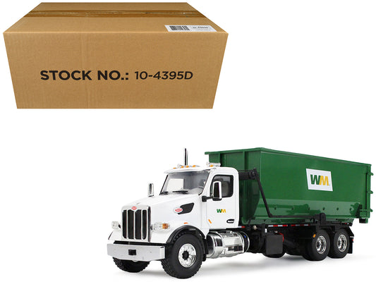 Peterbilt 567 Refuse Garbage Truck with 40 Yard Roll-Off Container "Waste Management" White and Green 1/34 Diecast Model