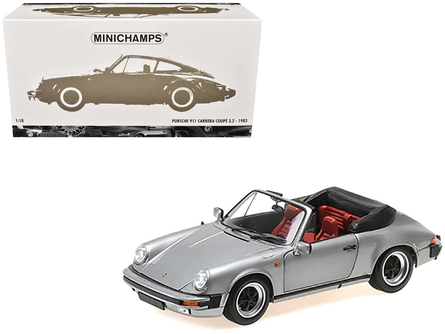 1983 Porsche 911 Carrera Cabriolet 3.2 Gray Metallic 1/18 Diecast Model Car