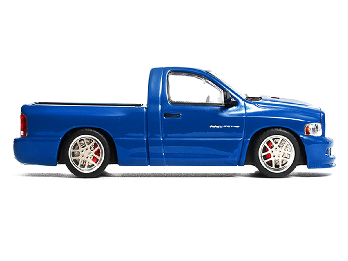 2003 Dodge Ram SRT-10 Pickup Truck Electric Blue Metallic with White Stripes 1/64 Diecast Model Car