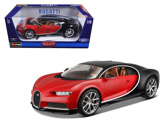 2016 Bugatti Chiron Red with Black 1/18 Diecast Model Car