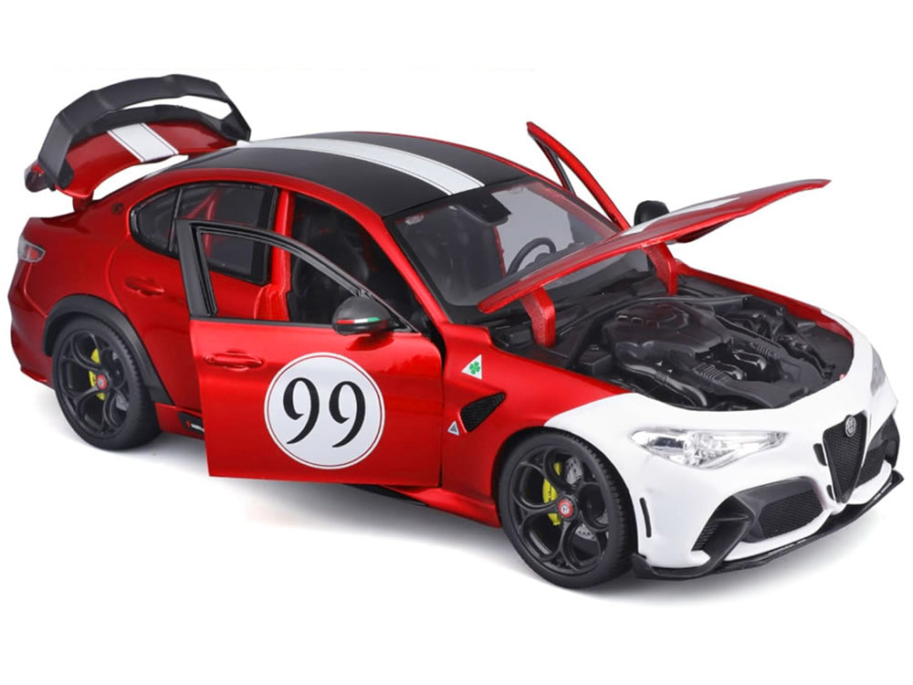 Alfa Romeo Giulia GTAm #99 Red Metallic with Black Top and White Graphics 1/18 Diecast Model Car