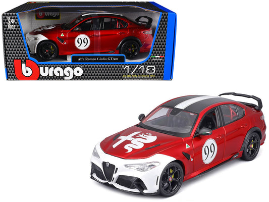 Alfa Romeo Giulia GTAm #99 Red Metallic with Black Top and White Graphics 1/18 Diecast Model Car