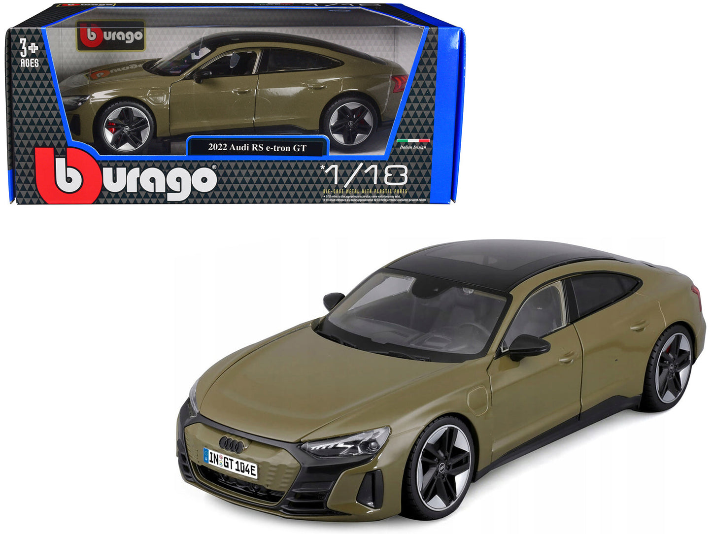 2022 Audi RS e-tron GT Dark Green with Sunroof 1/18 Diecast Model Car