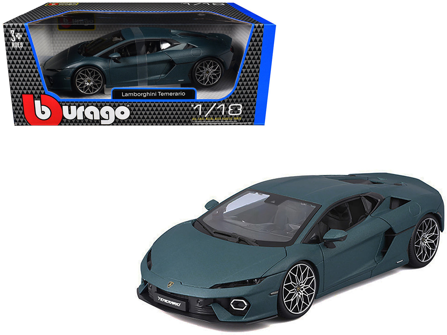 Lamborghini Temerario Matt Blue Metallic 1/18 Diecast Model Car