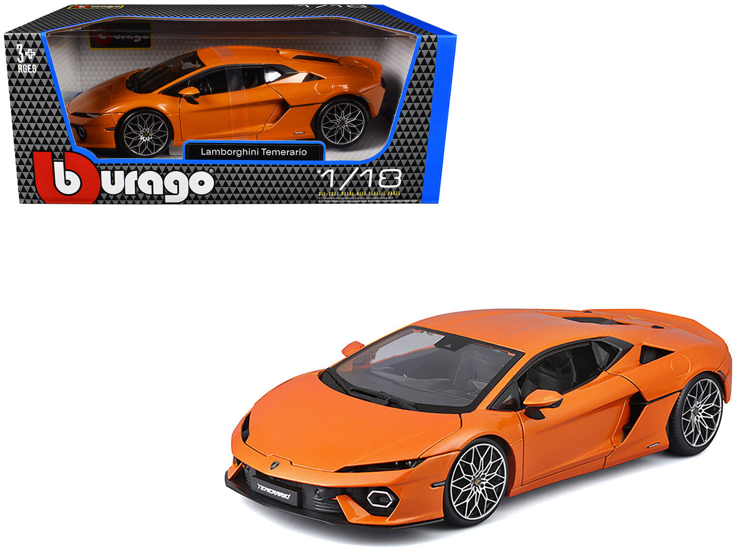 Lamborghini Temerario Orange Metallic 1/18 Diecast Model Car