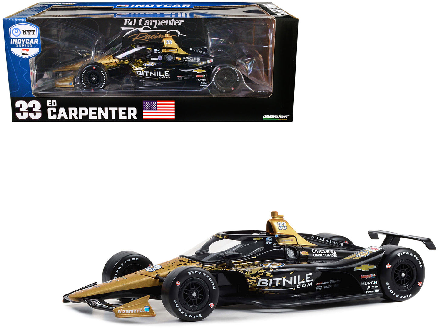 Dallara IndyCar #33 Ed Carpenter "Bitnile" Ed Carpenter Racing "NTT IndyCar Series" (2023) 1/18 Diecast Model Car
