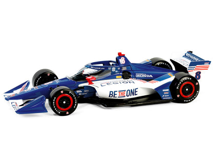 Dallara IndyCar #8 Linus Lundqvist "The American Legion" Chip Ganassi Racing (Road Course Configuration) "NTT IndyCar Series" (2024) 1/18 Diecast Model Car