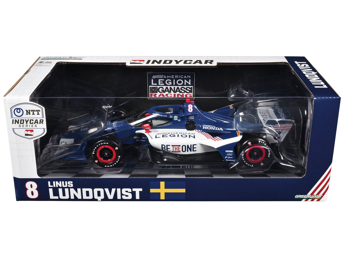 Dallara IndyCar #8 Linus Lundqvist "The American Legion" Chip Ganassi Racing (Road Course Configuration) "NTT IndyCar Series" (2024) 1/18 Diecast Model Car