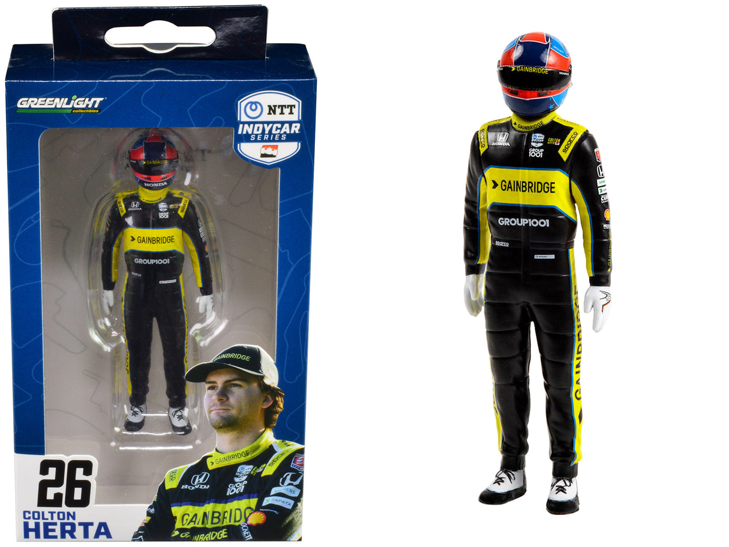 "NTT IndyCar Series" #26 Colton Herta Driver Figure "Gainbridge - Andretti Autosport" for 1/18 Scale Models