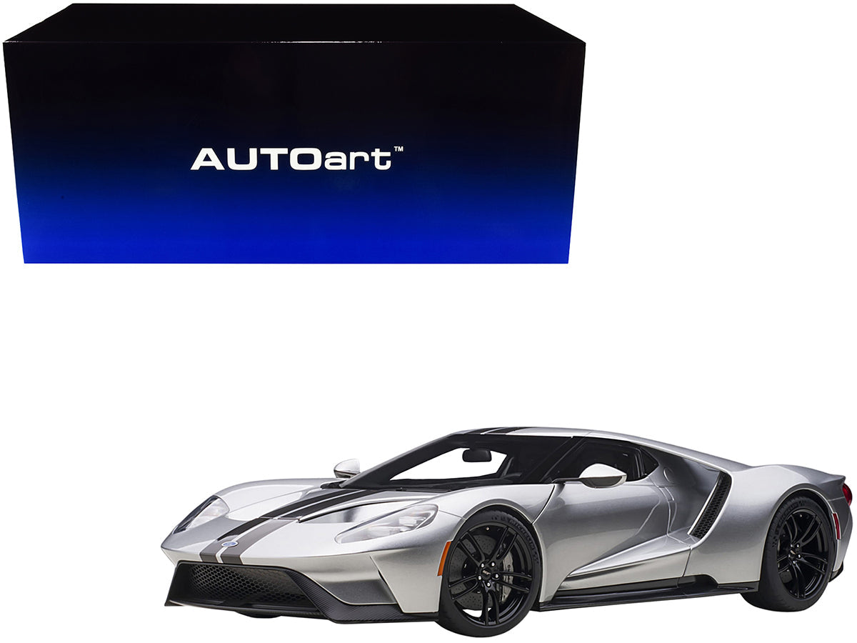 2017 Ford GT Ingot Silver Metallic with Black Stripes 1/12 Model Car