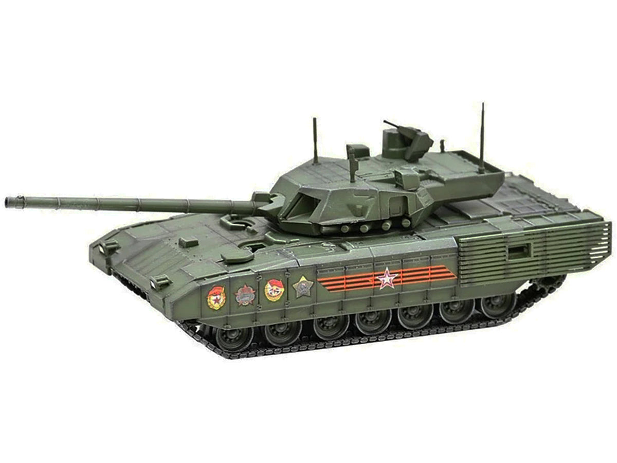 Russian T14 Armata MBT (Main Battle Tank) Green Camouflage "Armor Premium" Series 1/72 Diecast Model