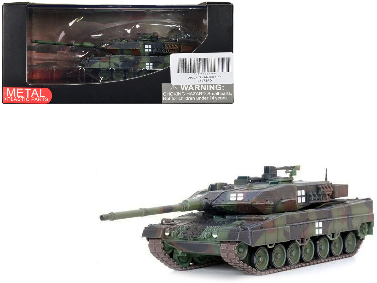 Leopard 2A6 Main Battle Tank Green Camouflage "Ukrainian Army" "Armor Premium" Series 1/72 Diecast Model