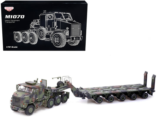 M1070 Heavy Equipment Transporter Army Camouflage "Armor Premium" Series 1/72 Diecast Model