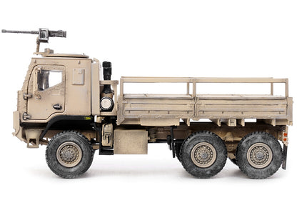 M1083 MTV (Medium Tactical Vehicle) Armored Cab Cargo Truck with Turret Desert Camouflage "US Army" "Armor Premium" Series 1/72 Diecast Model