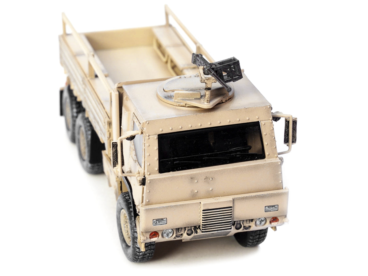 M1083 MTV (Medium Tactical Vehicle) Armored Cab Cargo Truck with Turret Desert Camouflage "US Army" "Armor Premium" Series 1/72 Diecast Model