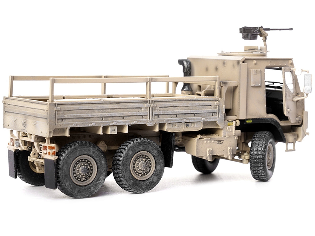 M1083 MTV (Medium Tactical Vehicle) Armored Cab Cargo Truck with Turret Desert Camouflage "US Army" "Armor Premium" Series 1/72 Diecast Model