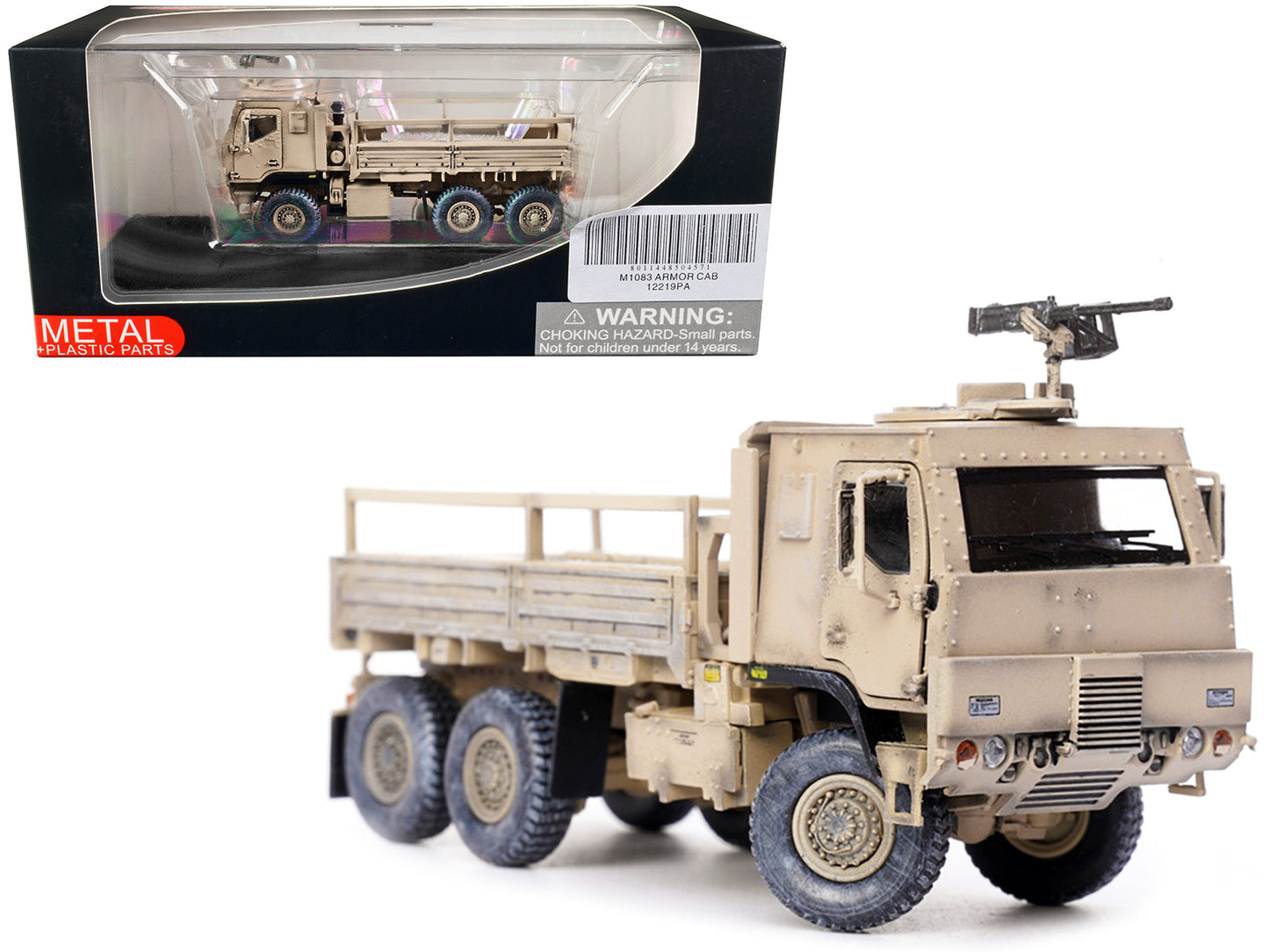 M1083 MTV (Medium Tactical Vehicle) Armored Cab Cargo Truck with Turret Desert Camouflage "US Army" "Armor Premium" Series 1/72 Diecast Model
