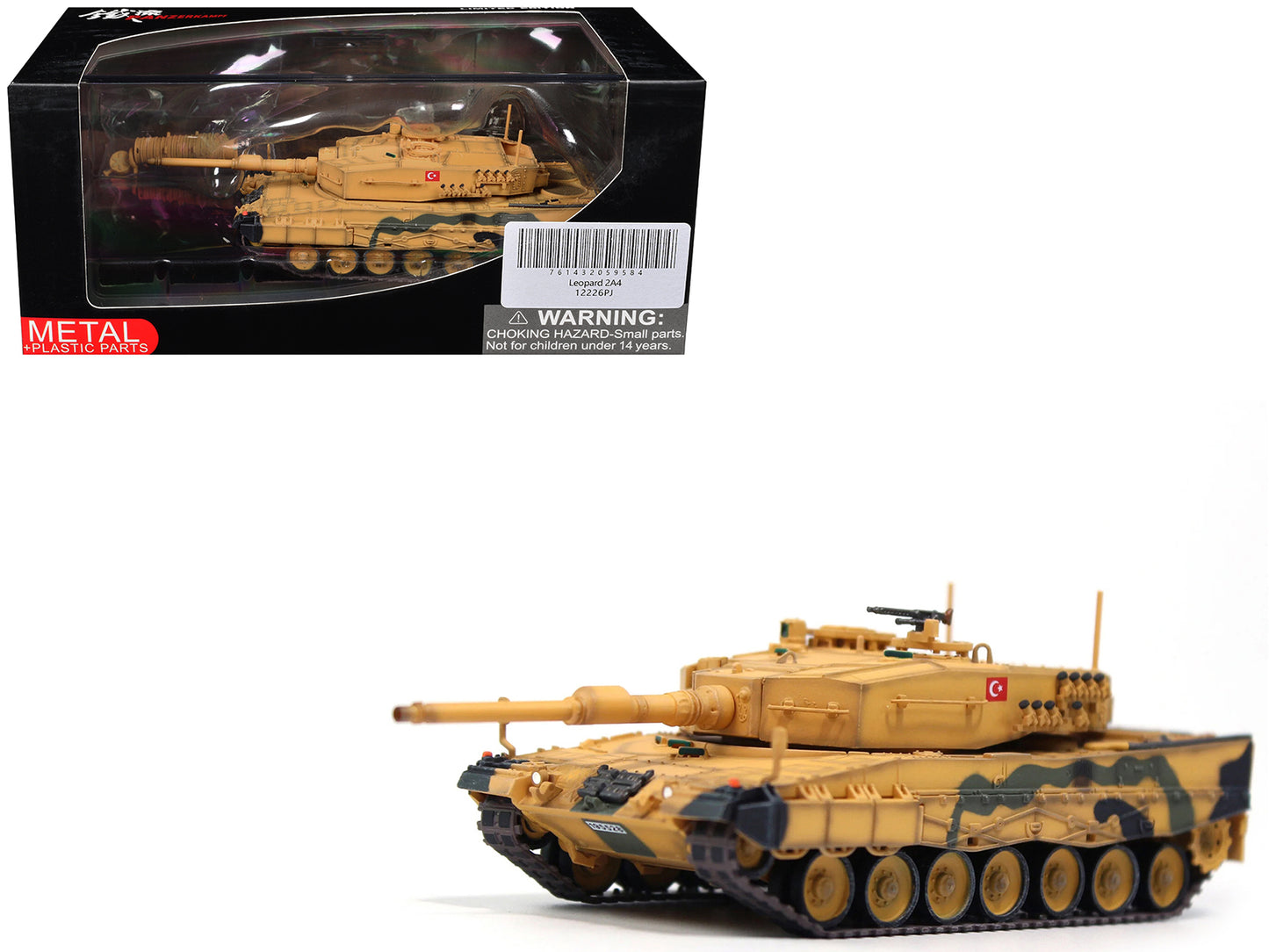 Leopard 2A4 Main Battle Tank "Desert Camouflage 2nd Cavalry Armored Brigade Turkey-Syrian Border" (2016) Turkish Army "Armor Premium" Series 1/72 Diecast Model