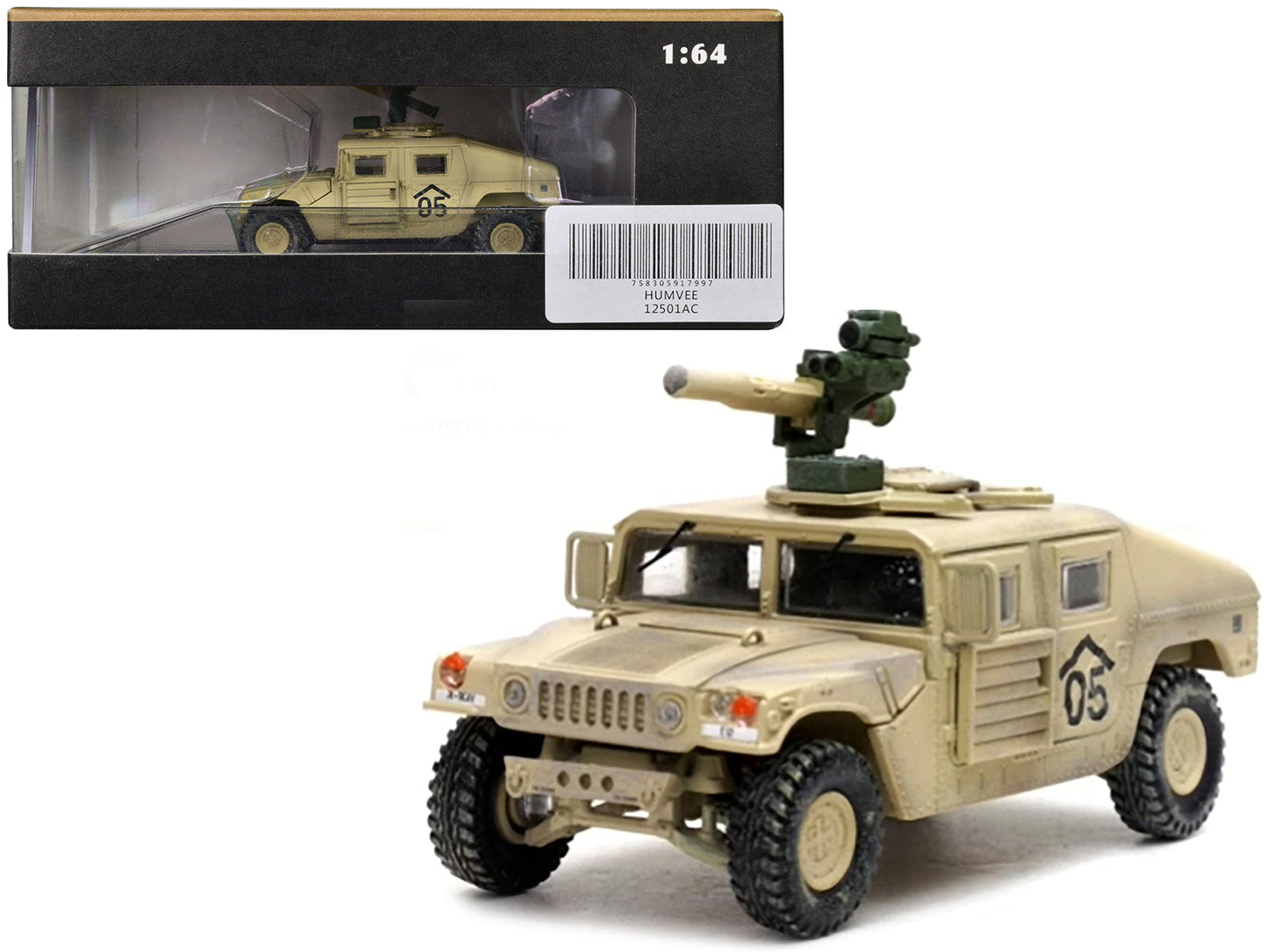 M1046 HUMVEE Tow Missile Carrier Desert Camouflage "E Troop 9th Regiment 2nd Brigade Combat Team 3rd Infantry Division (Mechanized) Iraq" (2003) "Military Miniature" Series 1/64 Diecast Model