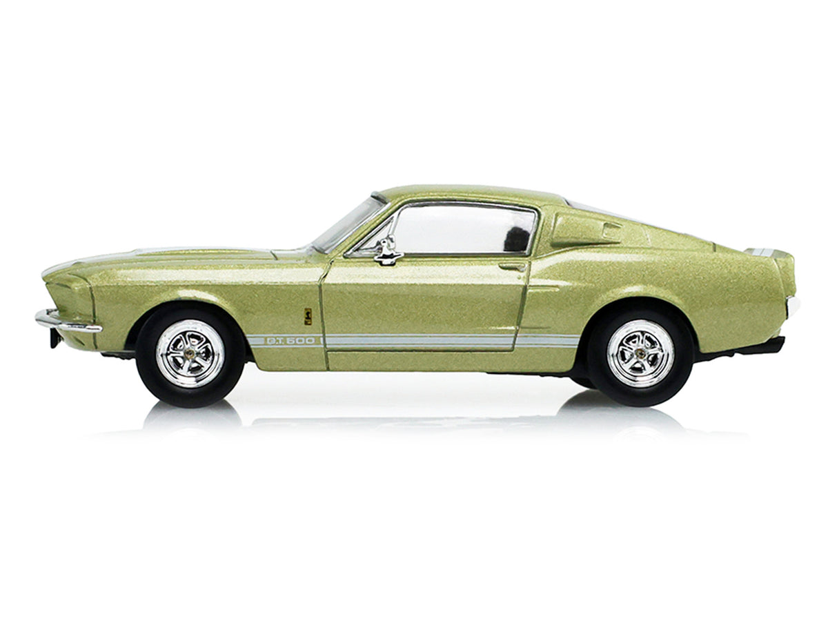 1967 Ford Shelby GT500 Lime Gold Metallic with White Stripes "Stampede" Series 2 1/64 Diecast Model Car