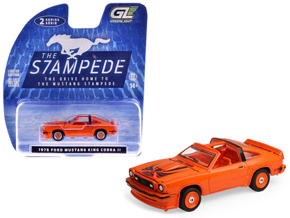 1978 Ford Mustang King Cobra II Tangerine with Black Graphics and Tangerine Interior "The Mustang Stampede" Series 2 1/64 Diecast Model Car