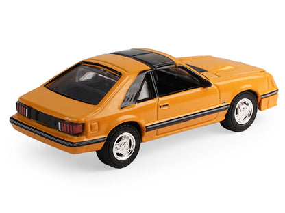 1982 Ford Foxbody Mustang Medium Vanilla Yellow with Black Top "The Mustang Stampede" Series 2 1/64 Diecast Model Car
