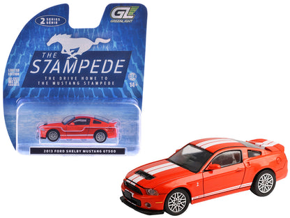 2013 Ford Shelby Mustang GT500 Race Red with White Stripes "Stampede" Series 2 1/64 Diecast Model Car