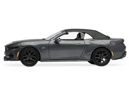 2024 Ford Mustang GT 5.0 Convertible Dark Matter Gray Metallic with Black Soft Top "Stampede" Series 2 1/64 Diecast Model Car