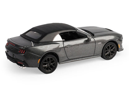 2024 Ford Mustang GT 5.0 Convertible Dark Matter Gray Metallic with Black Soft Top "Stampede" Series 2 1/64 Diecast Model Car