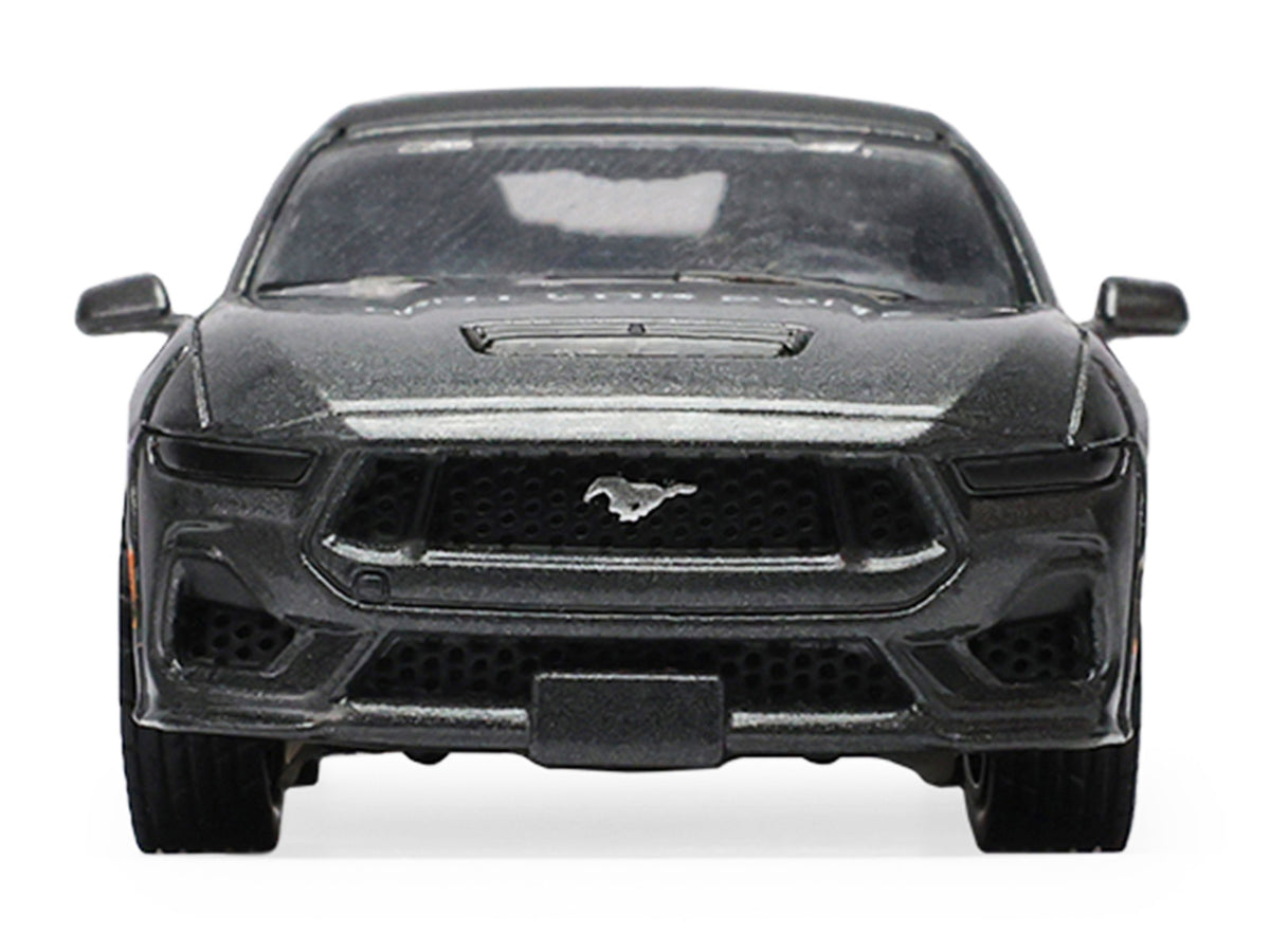 2024 Ford Mustang GT 5.0 Convertible Dark Matter Gray Metallic with Black Soft Top "Stampede" Series 2 1/64 Diecast Model Car