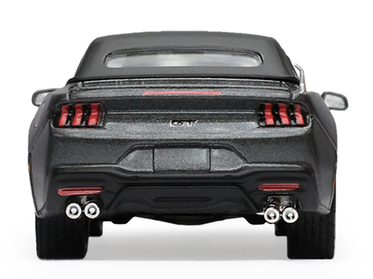 2024 Ford Mustang GT 5.0 Convertible Dark Matter Gray Metallic with Black Soft Top "Stampede" Series 2 1/64 Diecast Model Car